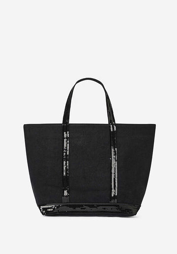 Tote Bag Linen Cabas M Ve31-v40413 Black