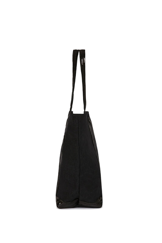 Medium+ Embellished Linen Tote Bag With Zip Noir - RUE MADAME | BOUTIQUE PARISIENNE