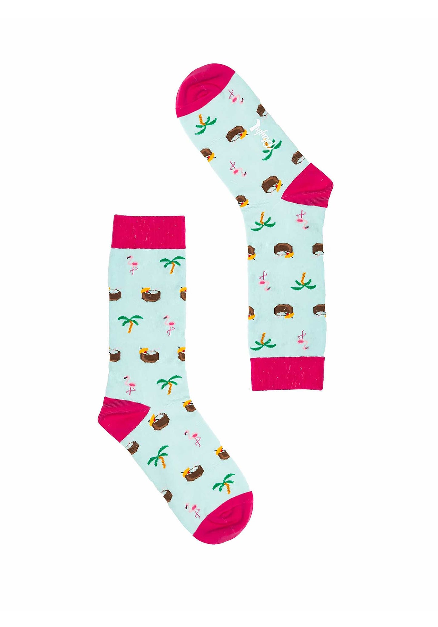 Beachy Flamingo Socks Light-Blue - RUE MADAME | BOUTIQUE PARISIENNE