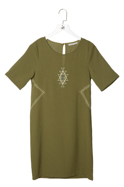 Embroidered Shift Dress