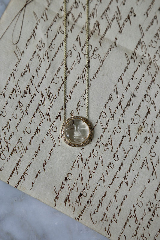 Necklace Moon Gold-14k-Crystal