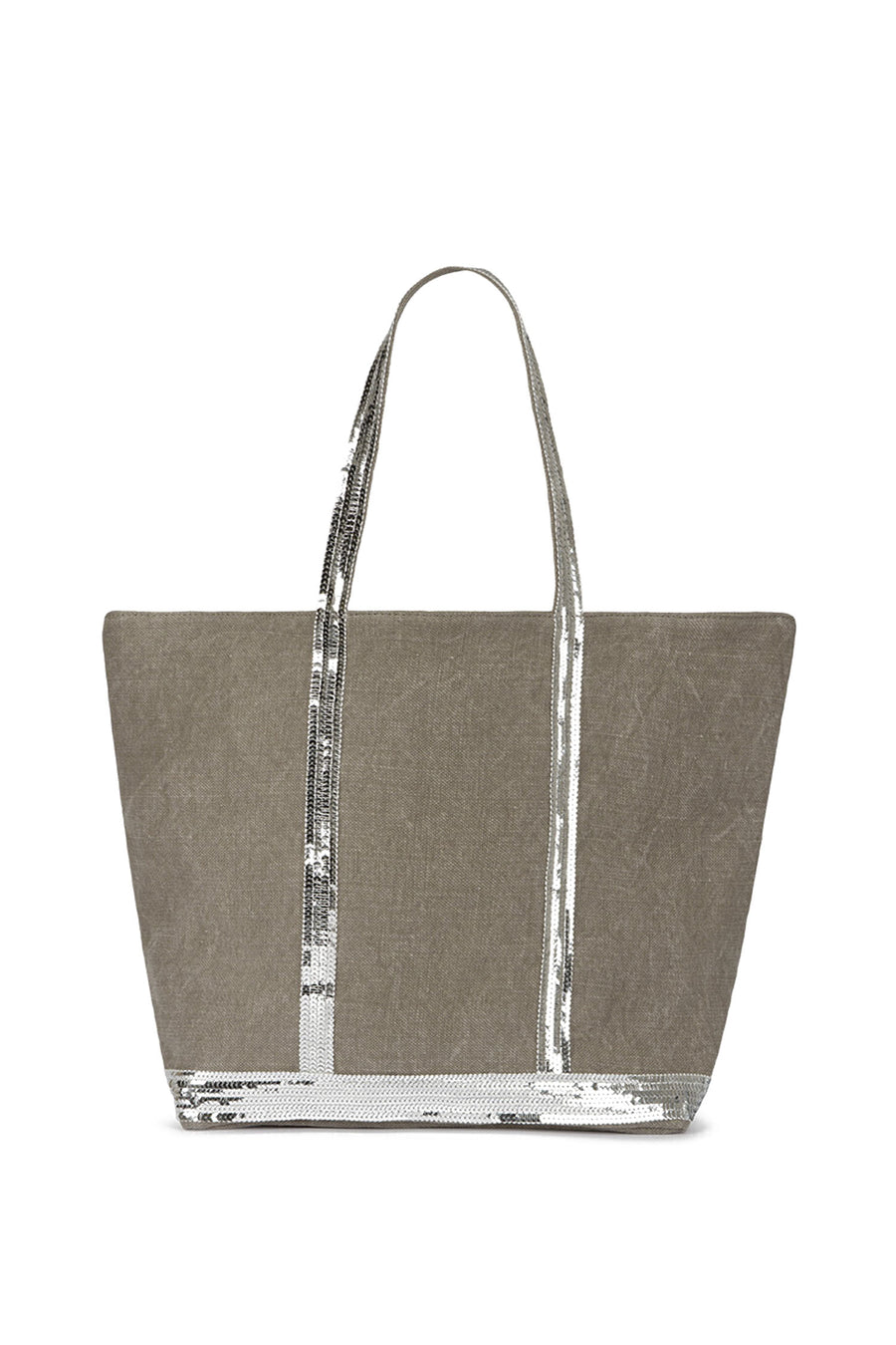 Medium+ Embellished Linen Tote Bag With Zip Calcaire - RUE MADAME | BOUTIQUE PARISIENNE