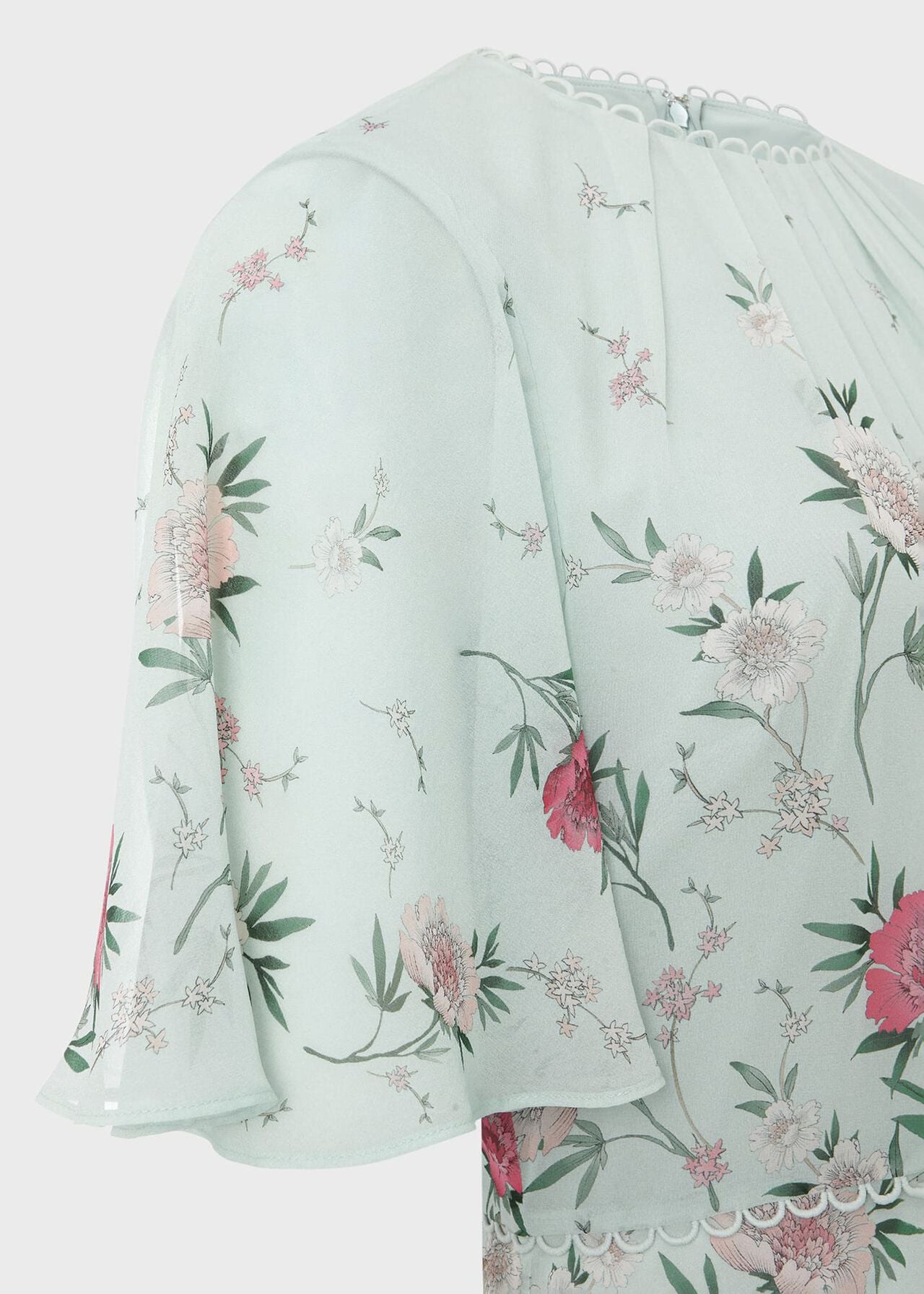 Priya Silk Dress 0123/5427/3793l00 Sage-Green-Pink