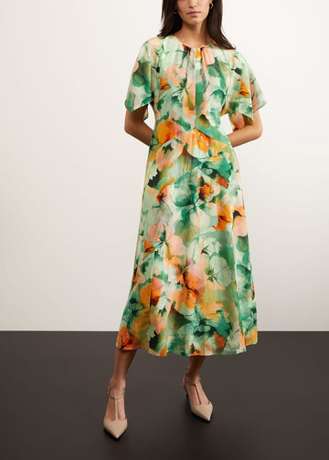 Rosemoor Silk Dress 0124/5286/9023l00 Green-Orange
