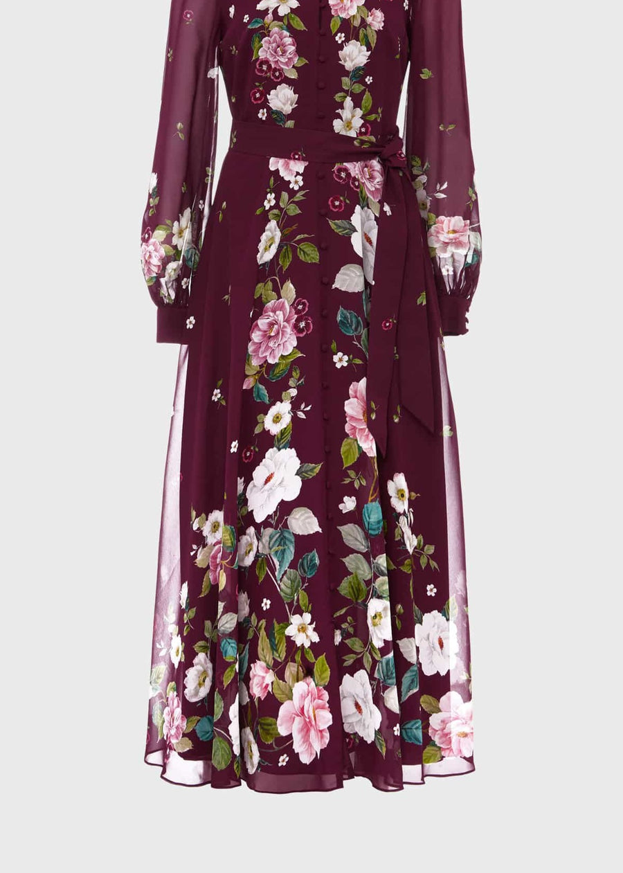 Maribella Silk Dress 0223/5516/3793l00 Burgundy-Multi