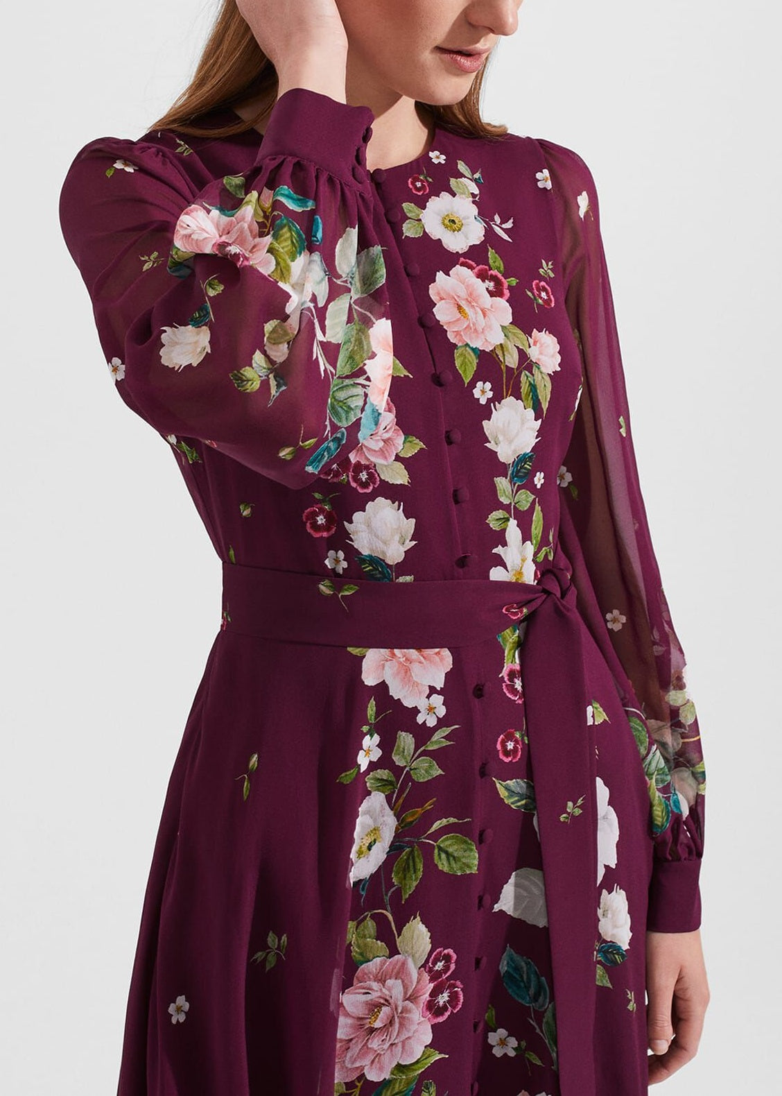 Maribella Silk Dress 0223/5516/3793l00 Burgundy-Multi