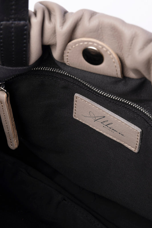 Oversized Drawstring Leather Tote Bag