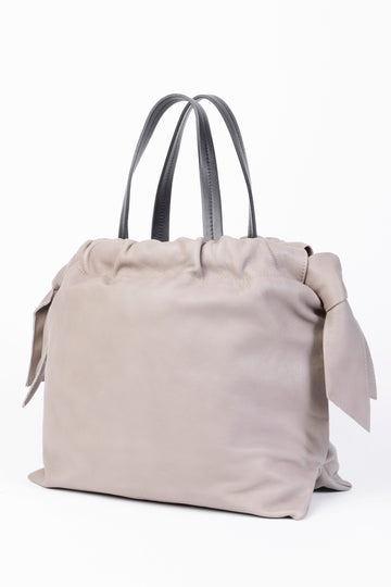Oversized Drawstring Leather Tote Bag