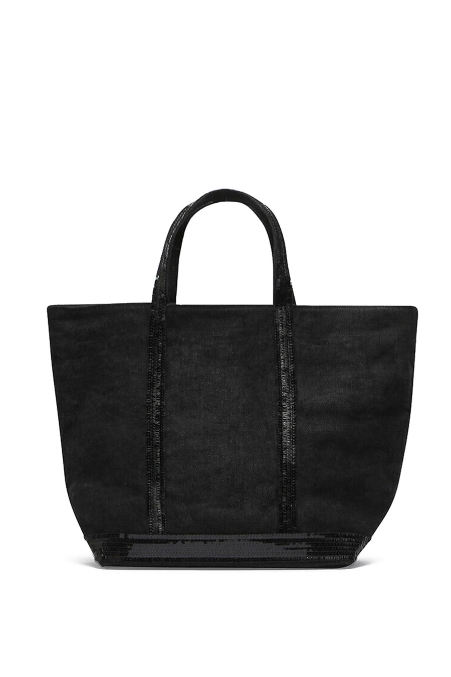 Small Embellished Linen Tote Noir - RUE MADAME | BOUTIQUE PARISIENNE