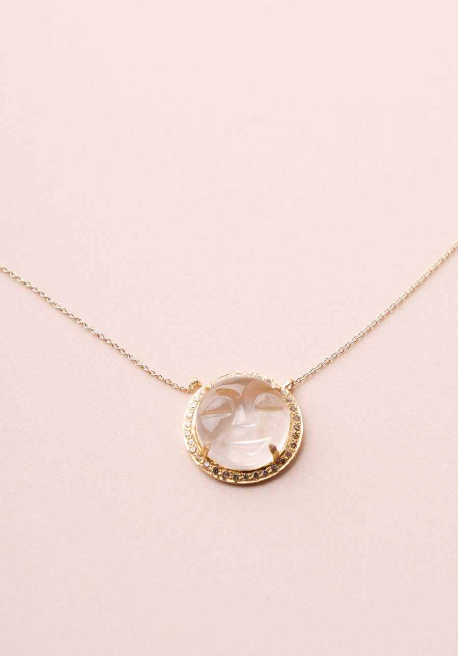 Necklace Moon Gold-14k-Crystal