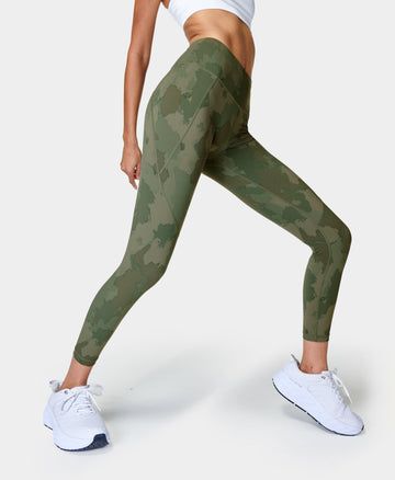 Power Workout Leggings Sb5400a Green-Painted-Camo-P