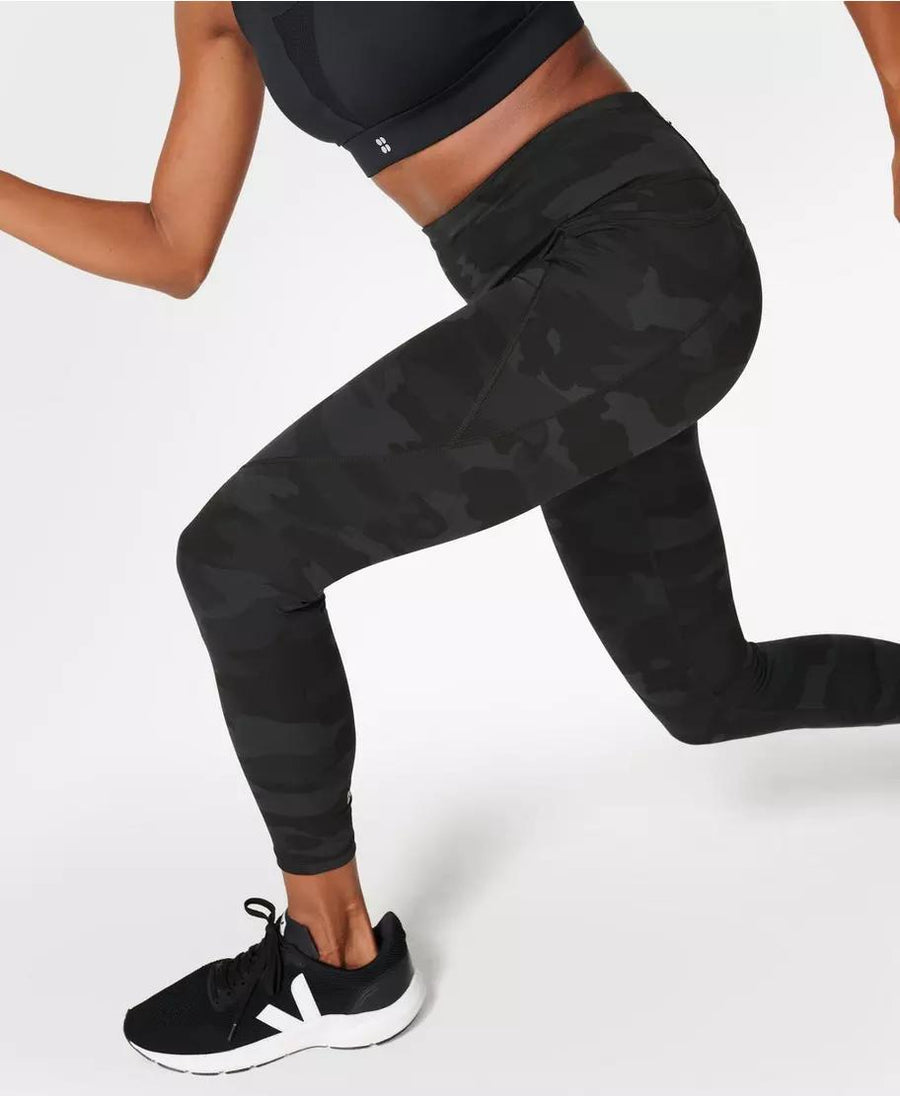 Power 7/8 Workout Leggings - Ultra Black Camo Print, Women's Leggings