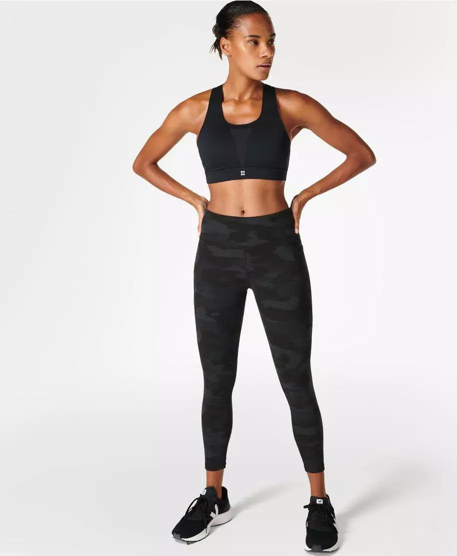 SWEATY BETTY power workout leggings in gray dapple print size XXS Athletic