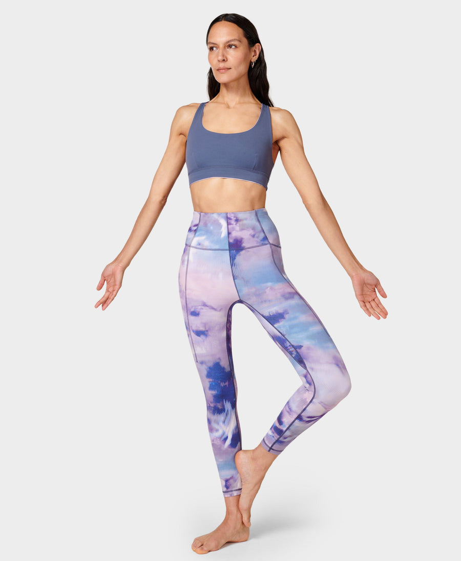 Super Soft 7/8 Yoga Leggings - Purple Textural Mist Print