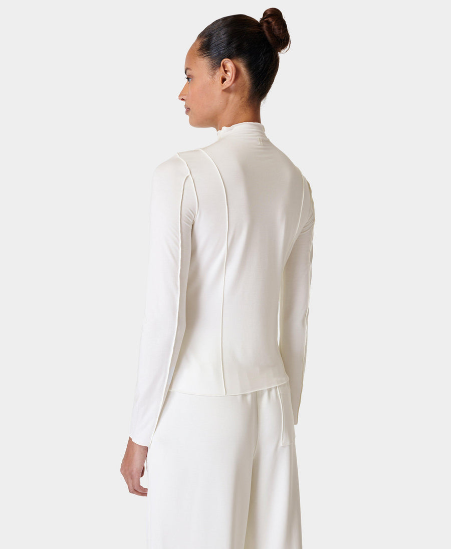 Exposed Seam Long Sleeved Top Sb9412 Lily-White