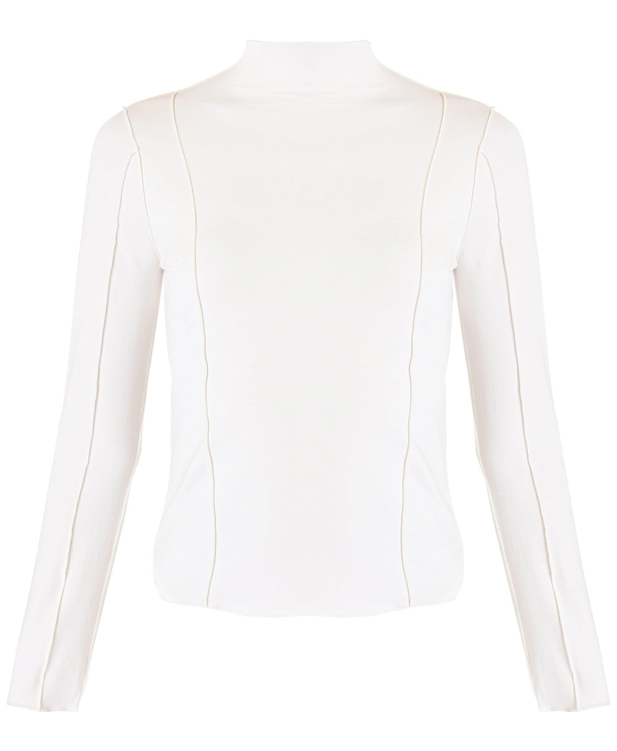 Exposed Seam Long Sleeved Top Sb9412 Lily-White