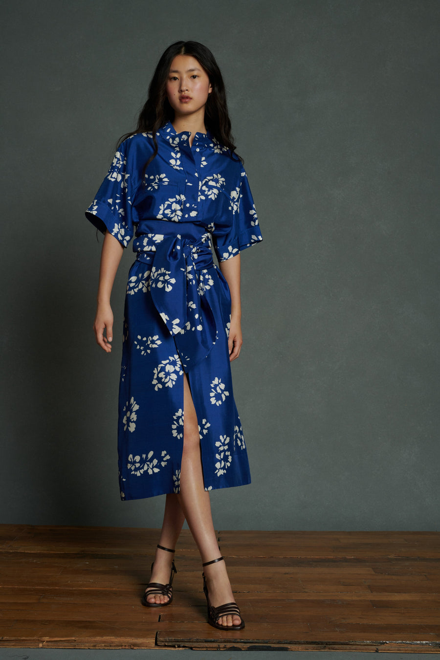 Dress Andora 1424 Bleu-Ecru