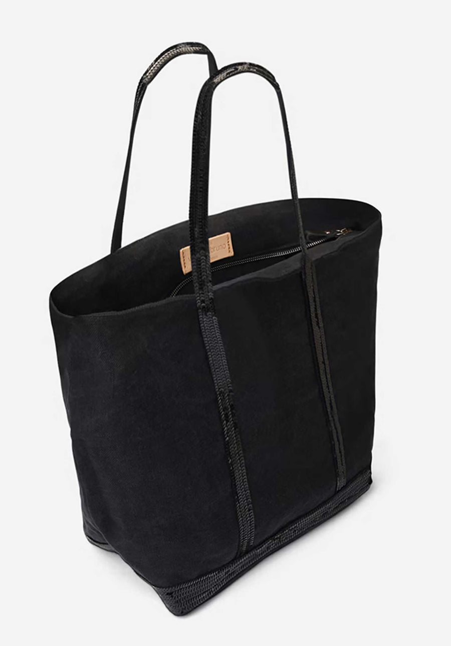Linen S Cabas Tote Carried by Hand or on the Shoulder Calcaire