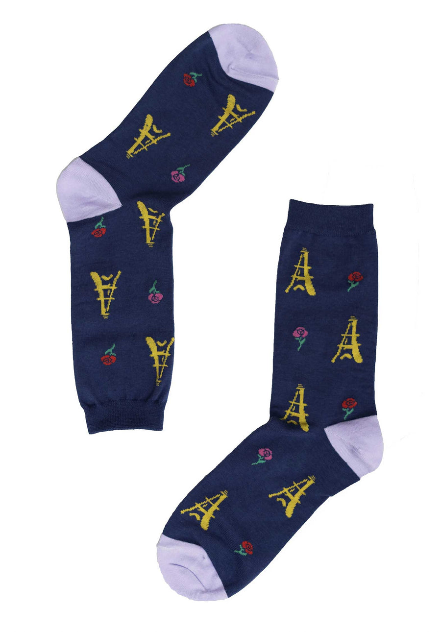 Socks French Eif Eiffel Tower Navy