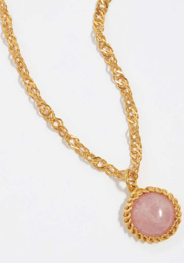 Necklace Rose Quartz Neck Gold-Pink