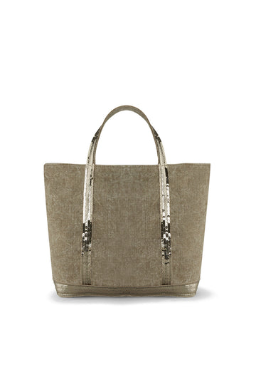 Small Embellished Linen Tote Kaki - RUE MADAME | BOUTIQUE PARISIENNE