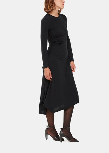 Asymmetric Jersey Midi Dress 38067 Black