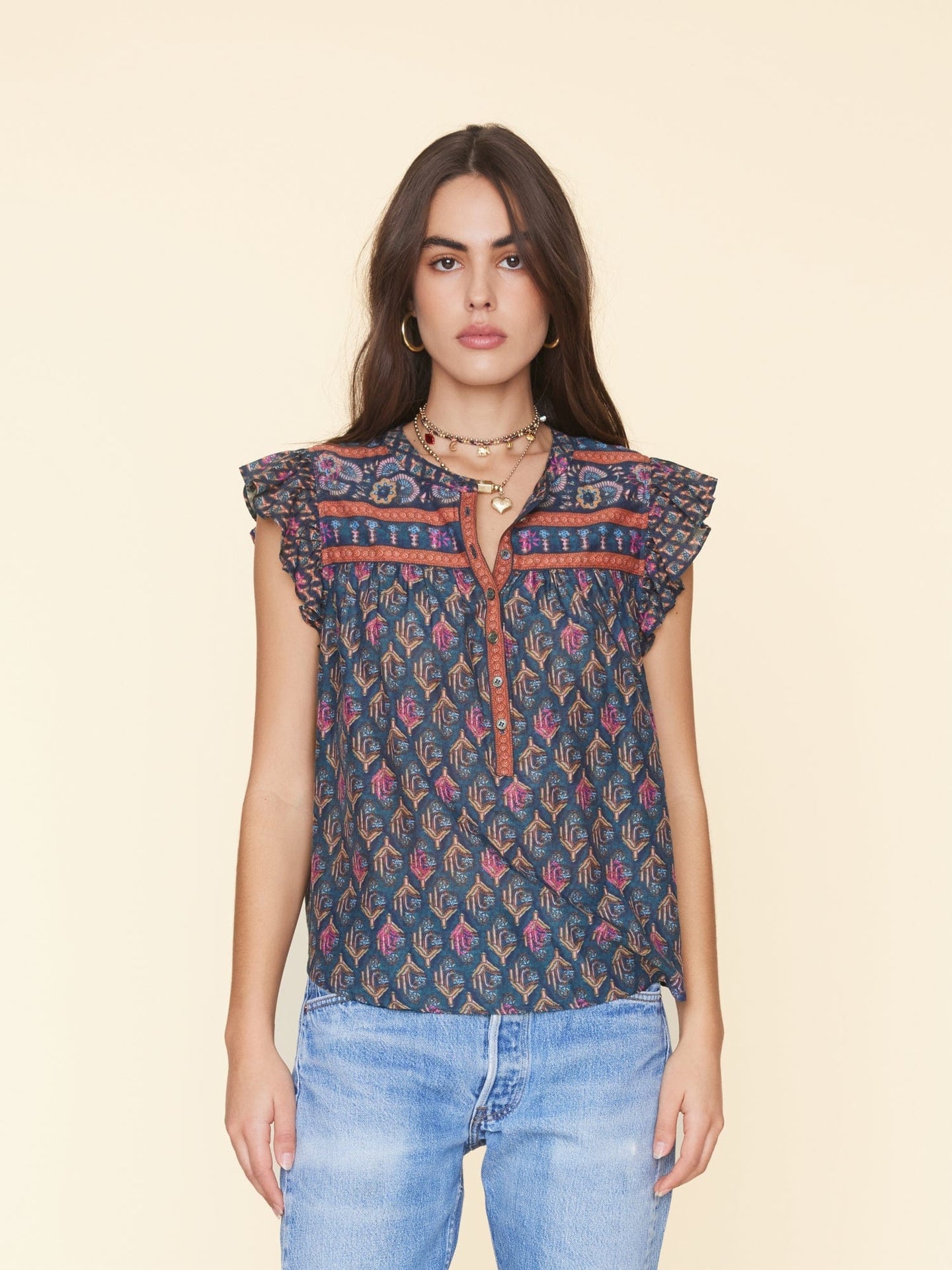 Blouse X385605 Bria Top Navy-Posey