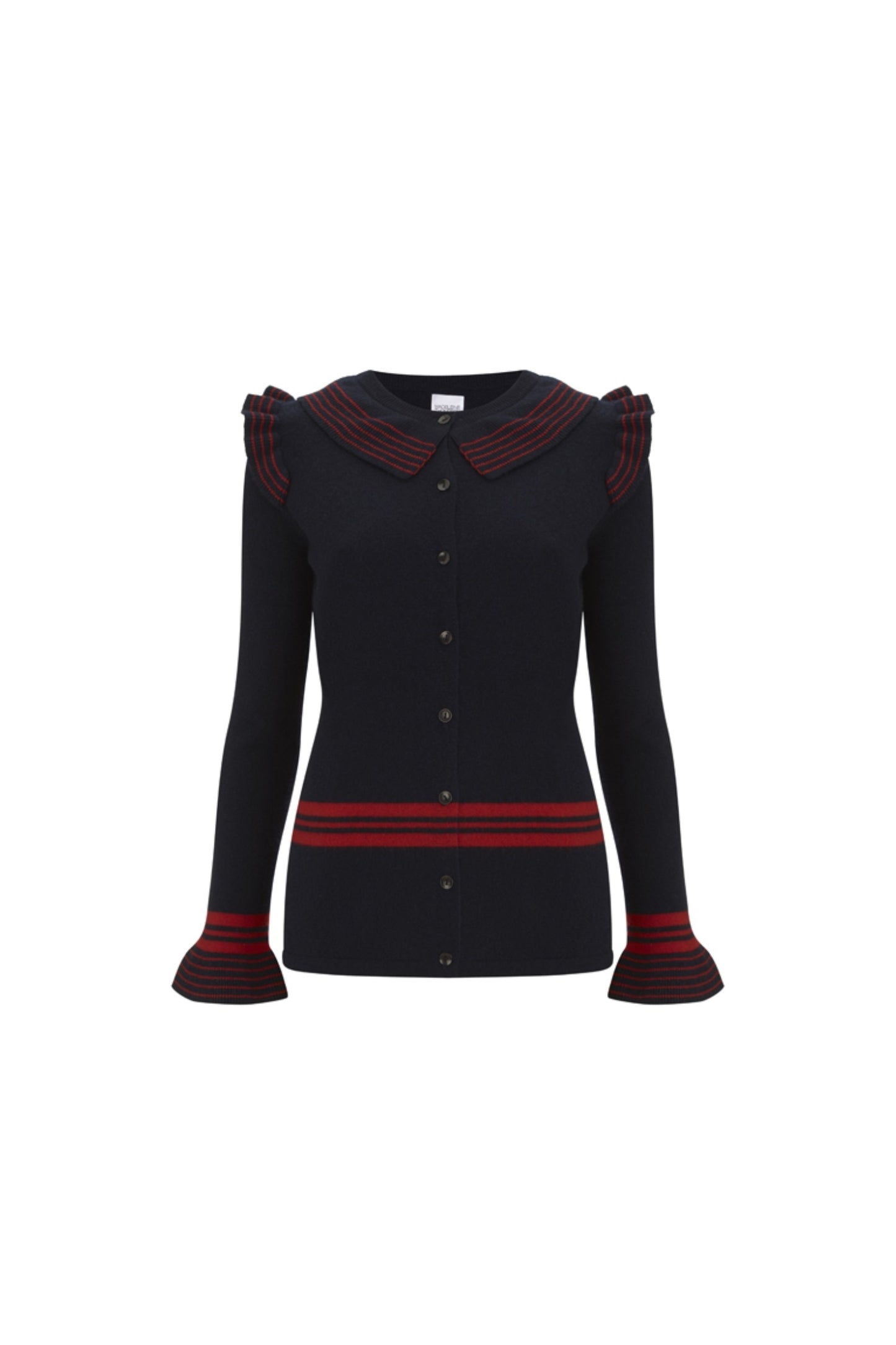 Striped Cardigan With Ruffles