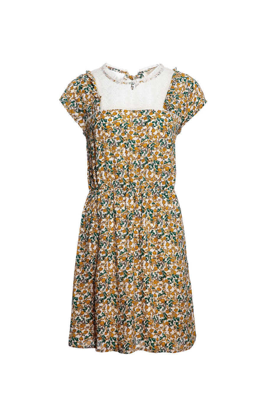 Floral Printed Dress With Laced Panel
