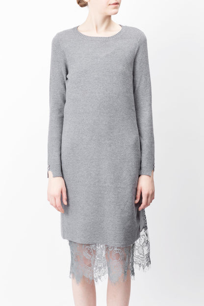 Long Sleeves Laced Sweater Dress