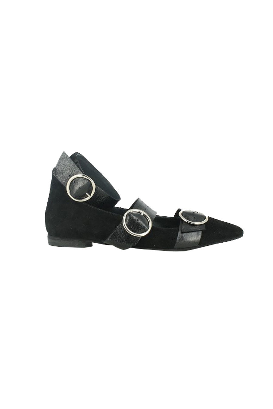 Buckled Strap Suede Flats