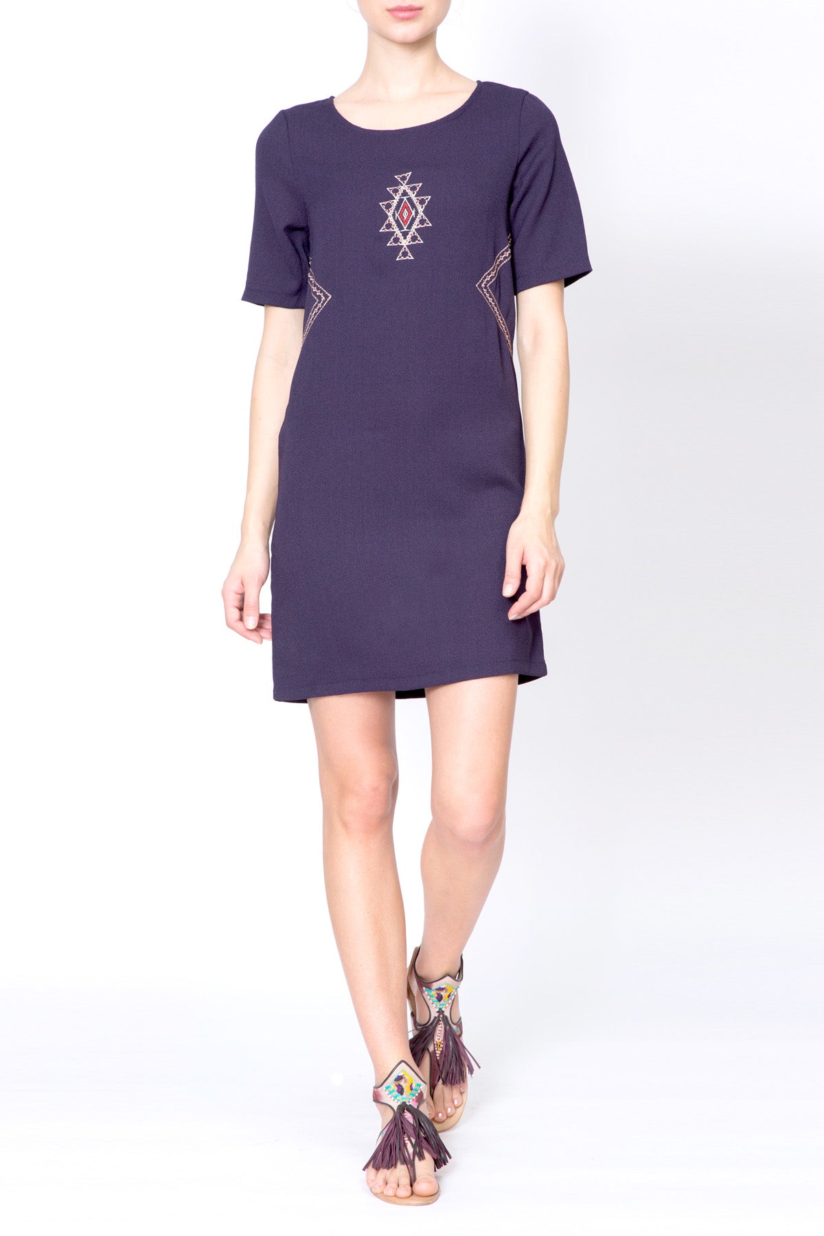 Embroidered Shift Dress