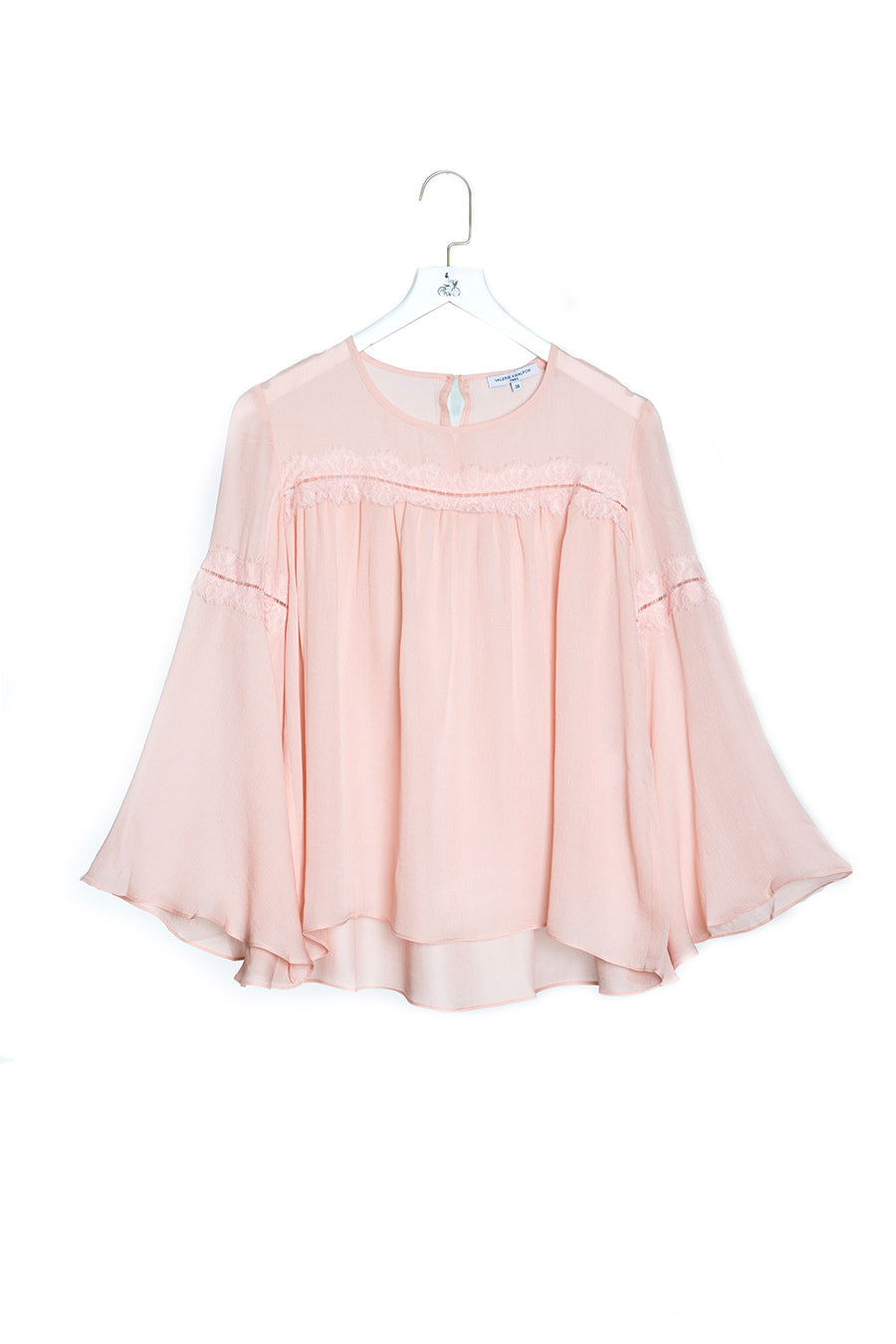 Crepe Top with Lace Trimming
