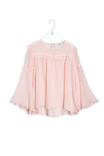 Crepe Top with Lace Trimming