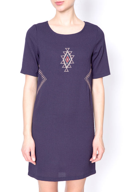 Embroidered Shift Dress