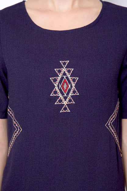 Embroidered Shift Dress