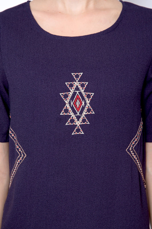 Embroidered Shift Dress