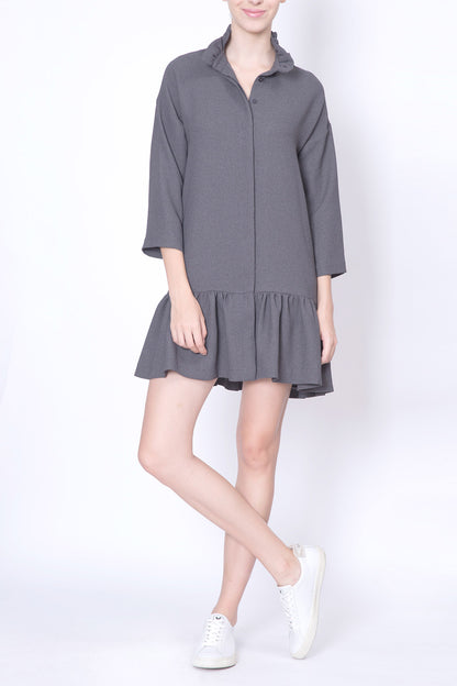 Ruffled Collar Shirtdress