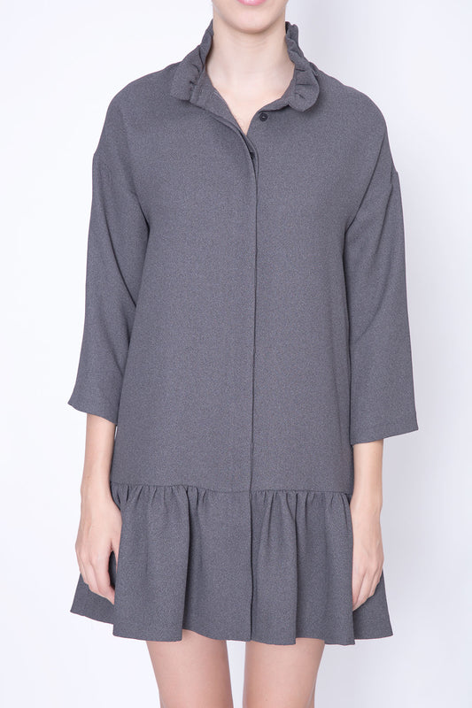 Ruffled Collar Shirtdress