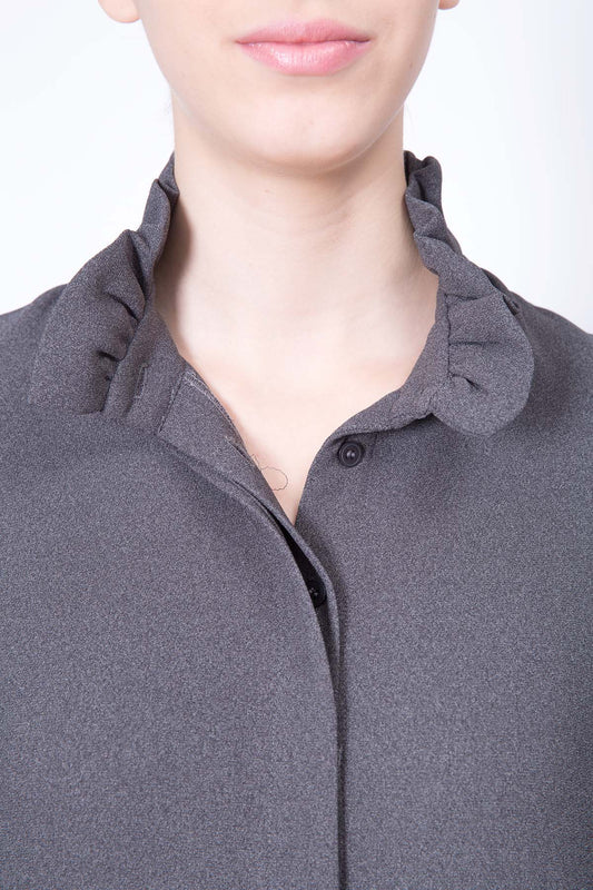 Ruffled Collar Shirtdress