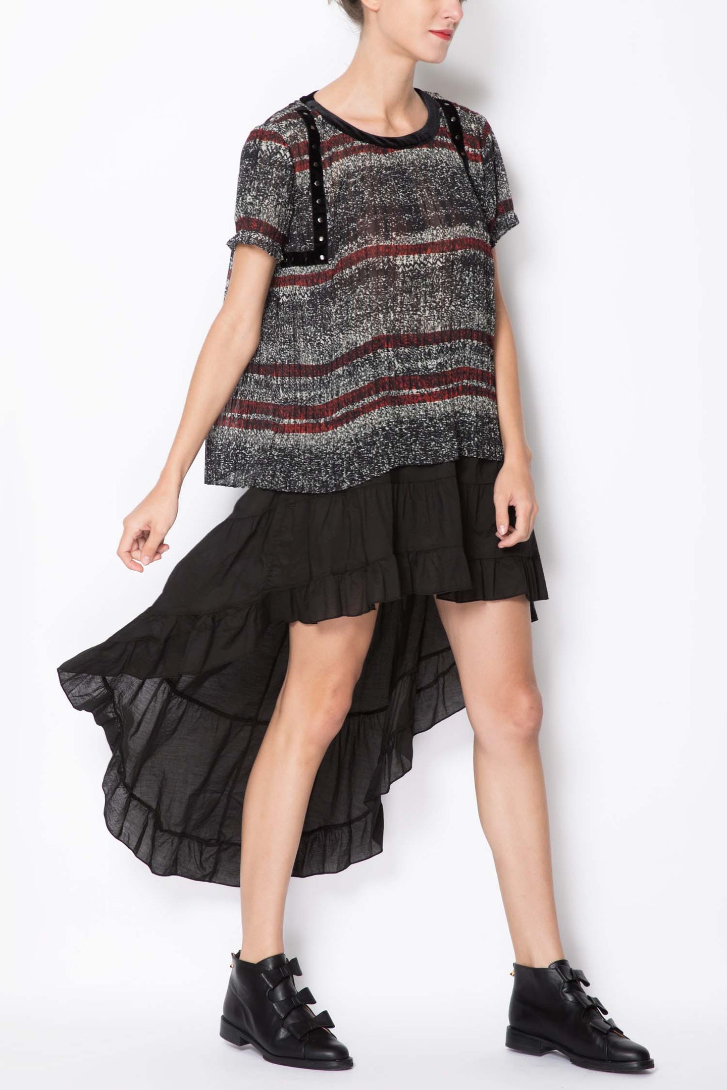 Tiered High-Low Skirt
