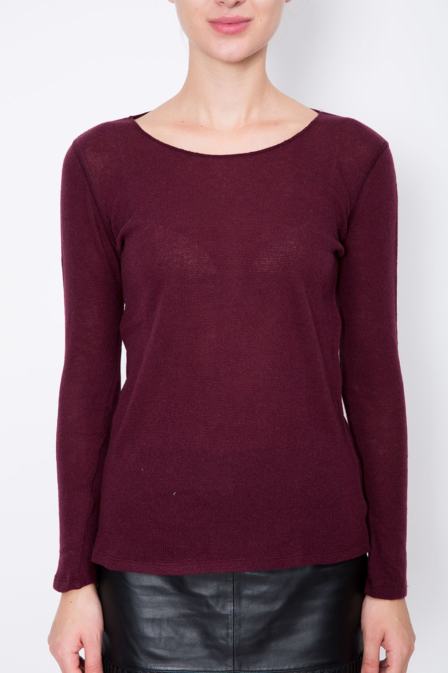 Sail Neck Long Sleeves Cashmere T-Shirt
