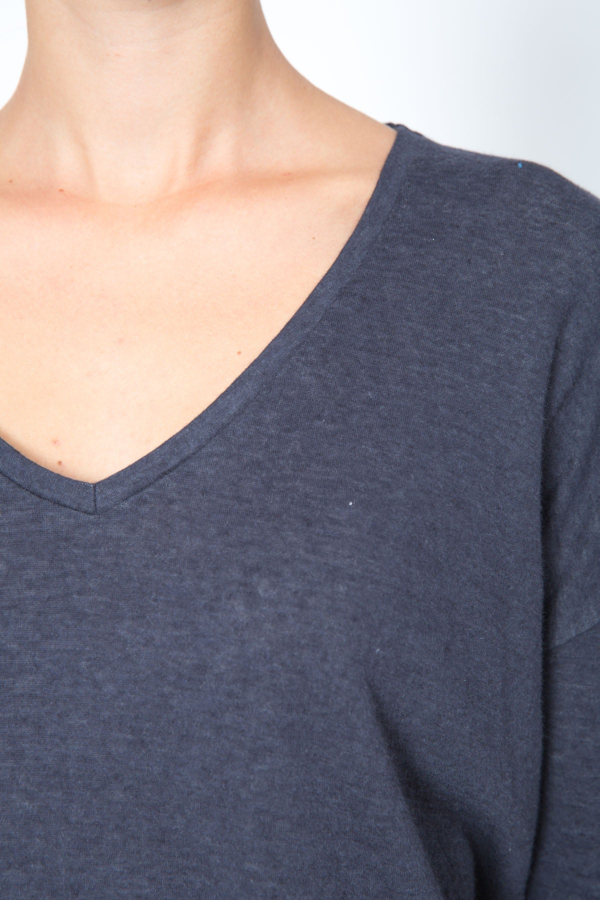 Deep Neck T-shirt with Long Sleeves