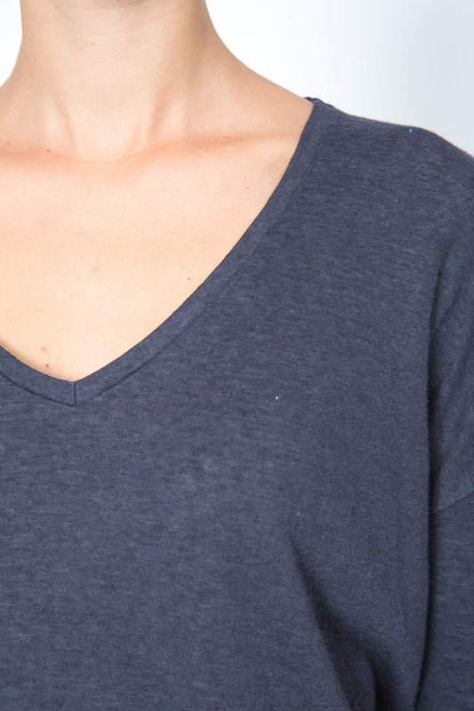 Deep Neck T-shirt with Long Sleeves