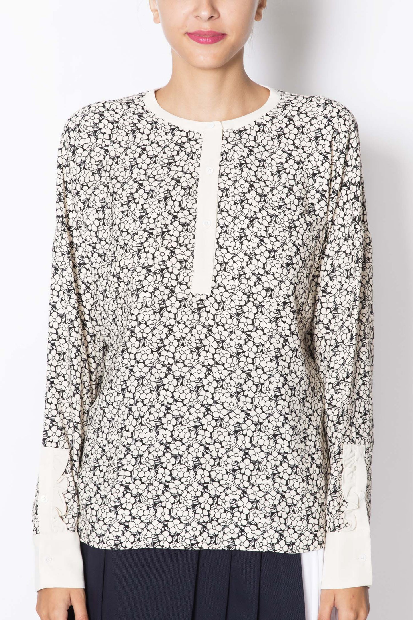 Long Sleeved Contrast Blouse