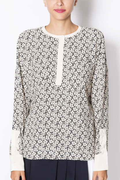 Long Sleeved Contrast Blouse