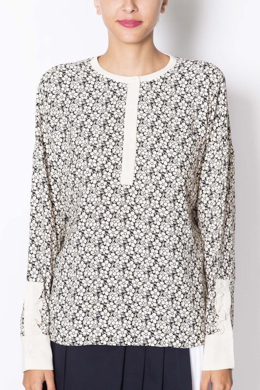 Long Sleeved Contrast Blouse