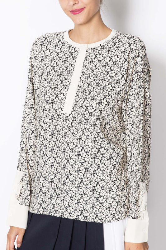 Long Sleeved Contrast Blouse