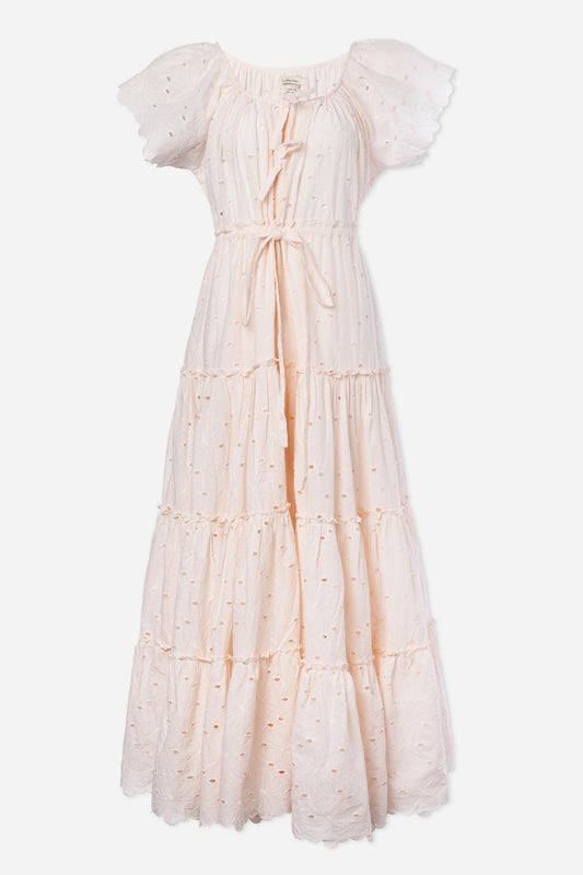 Tie-neck Tiered Cotton Dress
