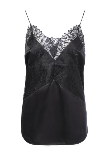 Lace Trimmed Silk Camisole Top
